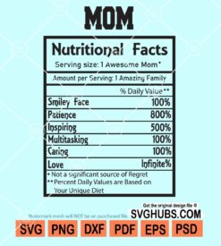 Mom nutrition facts svg