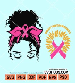 Pink ribbon bandana svg