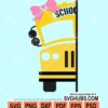 School bus split monogram cancer awareness svg