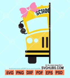 School bus split monogram cancer awareness svg