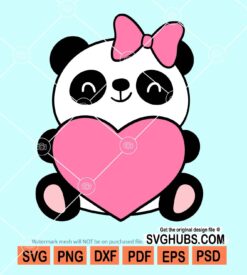 Valentine panda girl svg