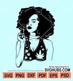 Afro Girl Smoking Weed SVG