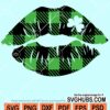 Buffalo plaid Shamrock lips with clover svg