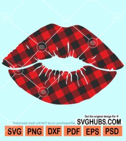 Buffalo plaid valentine lips svg