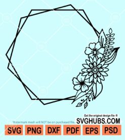 Double hexagon floral frame svg