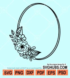 Double oval floral frame svg