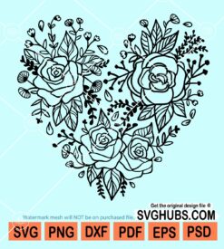 Valentine floral heart svg