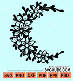 Floral moon svg