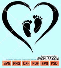 Heart with baby feet svg