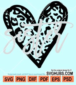 Leopard sister heart svg