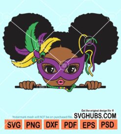 Peekaboo girl mardi gras svg