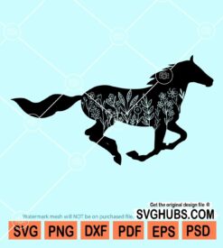 Running floral horse svg