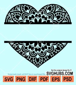 Split heart monogram svg