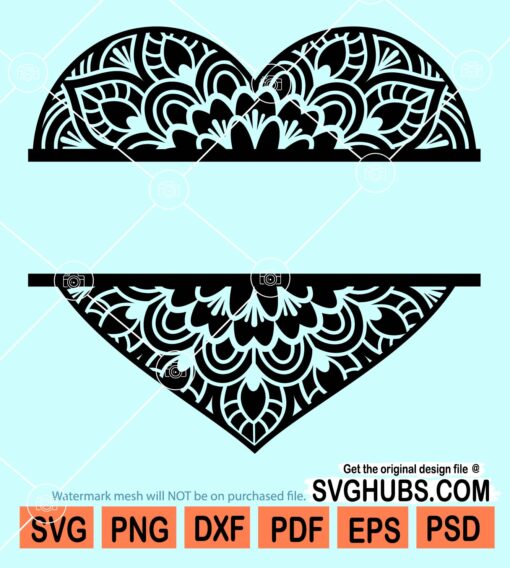 Split heart monogram svg