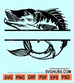 Bass fishing monogram svg