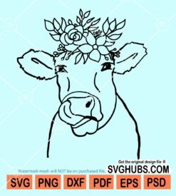 Cow With Flowers SVG