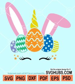 Easter unicorn with eggs svg