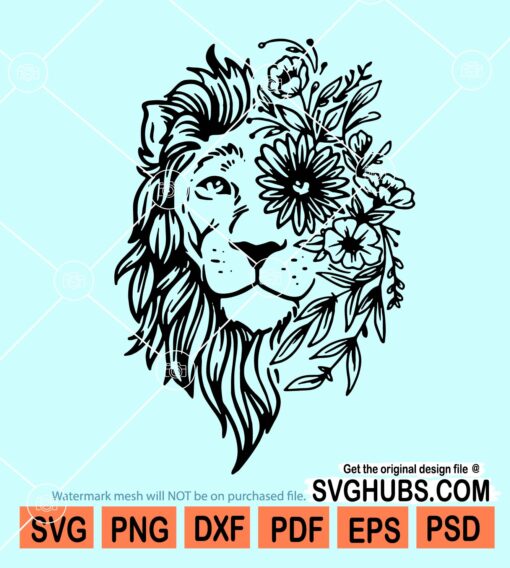 Floral Lion SVG