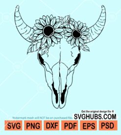 Floral cow skull svg