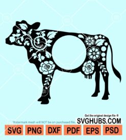 Floral cow svg