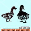 Floral duck couple svg