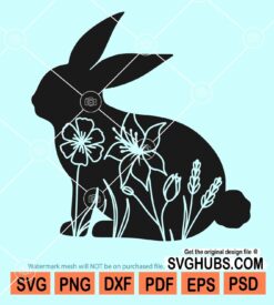 Floral easter bunny svg