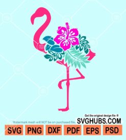 Floral flamingo svg