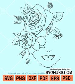 Girl face floral crown svg