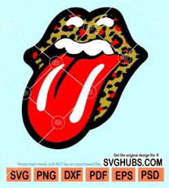 Leopard print lips with tongue svg