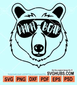 Mama bear face with sunglasses svg