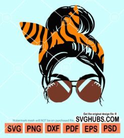 Messy bun football svg