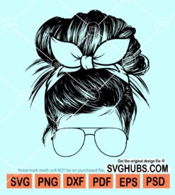 Messy bun with sunglasses svg