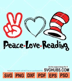 Peace love reading svg