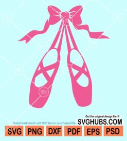 Pink ballet shoes with bow svg