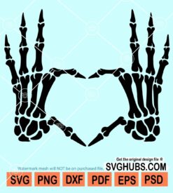 Skeleton hands heart symbol svg