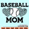 Baseball mom with leopard print hearts svg