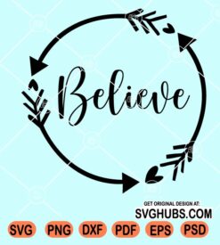 Believe arrow wreath svg