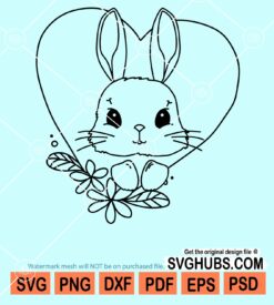 Bunny with flowers svg