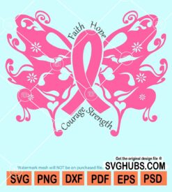 Cancer awareness butterfly svg