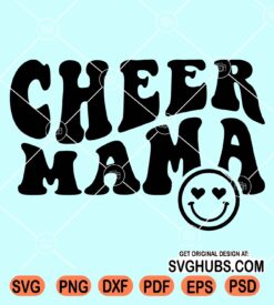 Cheer mama wavy text smiley face svg