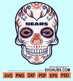 Chicago bears football skull svg