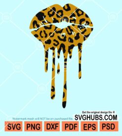 Dripping leopard print lips svg