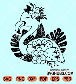 Flamingo with flowers svg