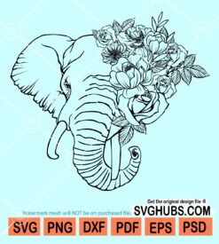 Floral Elephant Head svg