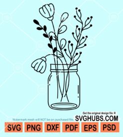 Floral Mason jar svg