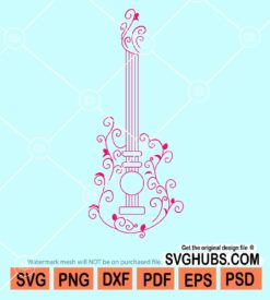 Floral acoustic guitar svg