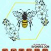 Floral bumble bee hexagonal frame svg