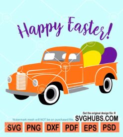 Happy Easter truck with eggs svg