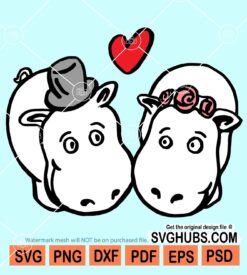 Hippo wedding couple svg