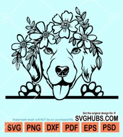 Labrador with flowers svg